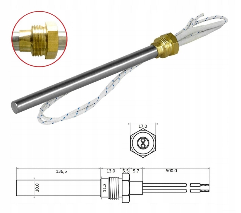 Ocelový zapalovač pelet pro krb a kamna