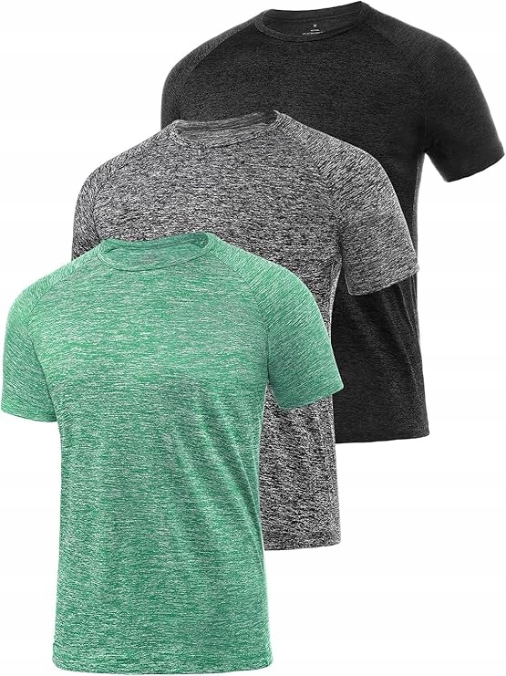 Koszulka Męska Sportowa Zestaw 3 Sztuki Koszulki Treningowe na Siłownię M