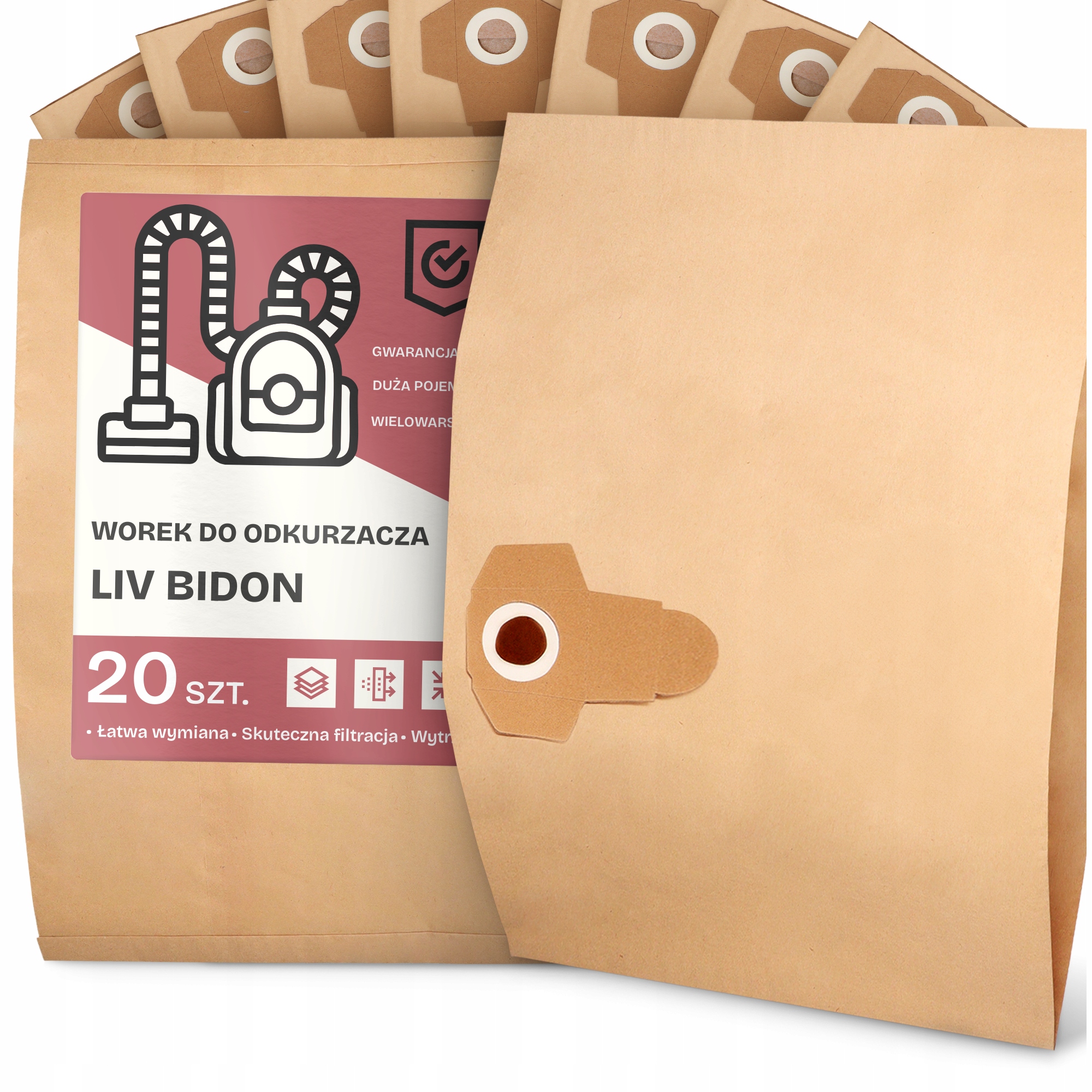 20 x Sáček Do Vysavače Liv Lahev Na Pití Papírový 2-vrstvový Sáček Sáčky 2A