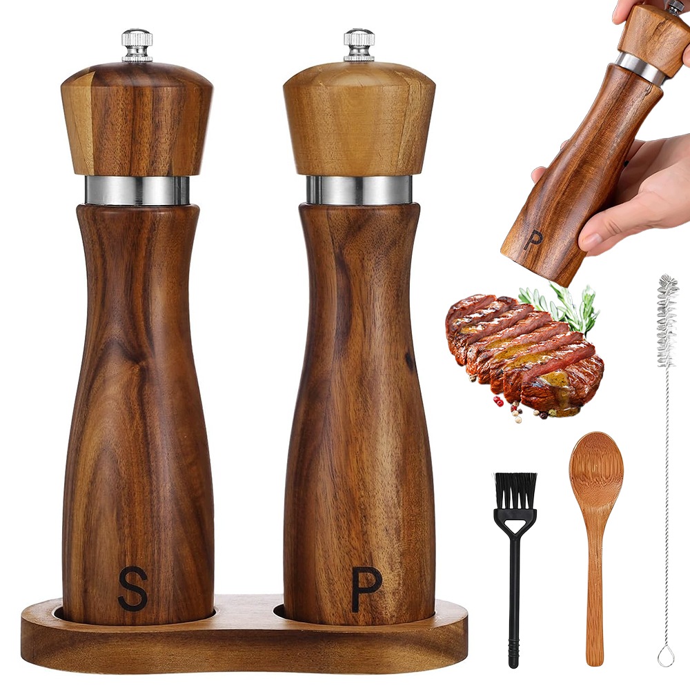 Mlýnek Na Pepř A Sůl Koření Elektrický Regulátor Elegantní Set x2