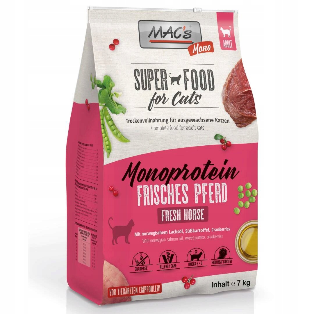 Levně MAC's Cat Adult Suché Krmivo Monoproteinové Pro Kočky 7 kg Čerstvé koňské maso