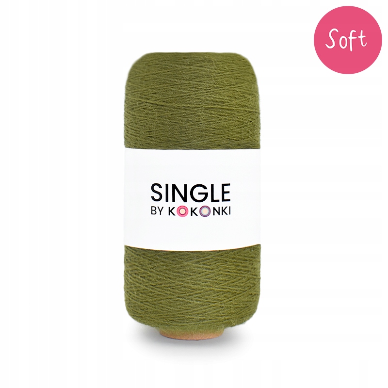 Nić Włóczka Single Soft by Kokonki ciemna oliwka 800 m