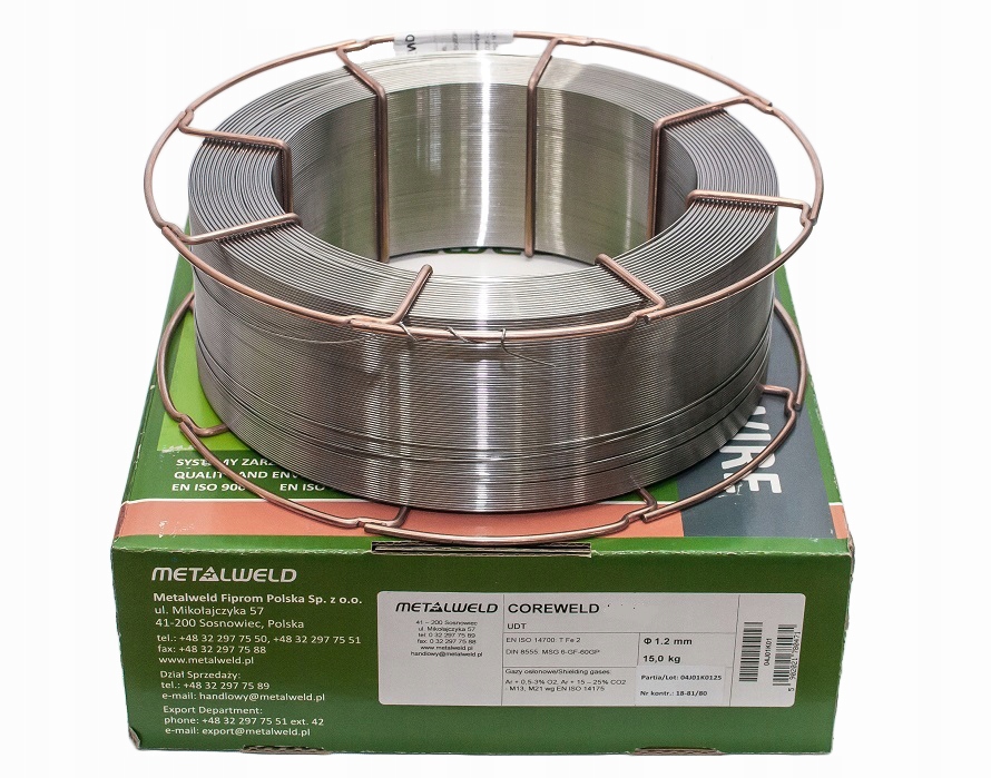 Drut proszkowy do napawania Coreweld fi 1,2/15kg ok.60HRC Metalweld