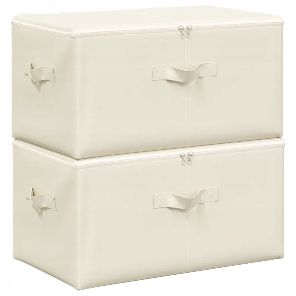 Skládací úložné boxy, krémové, 43x34x23 cm, Polyester a Pol
