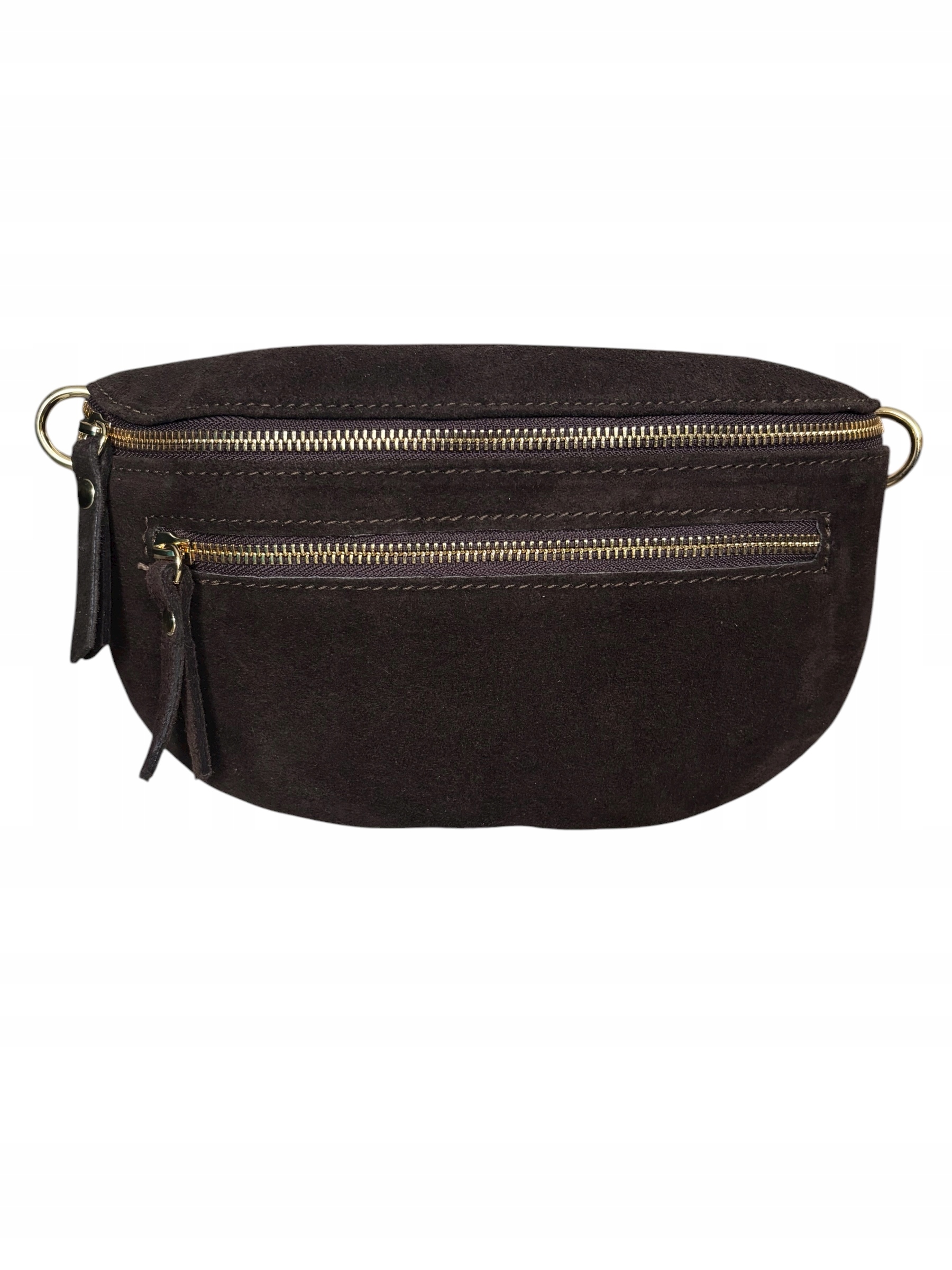 Nerka saszetka damska Vera Pelle biodrowa Skóra Zamsz Brązowa