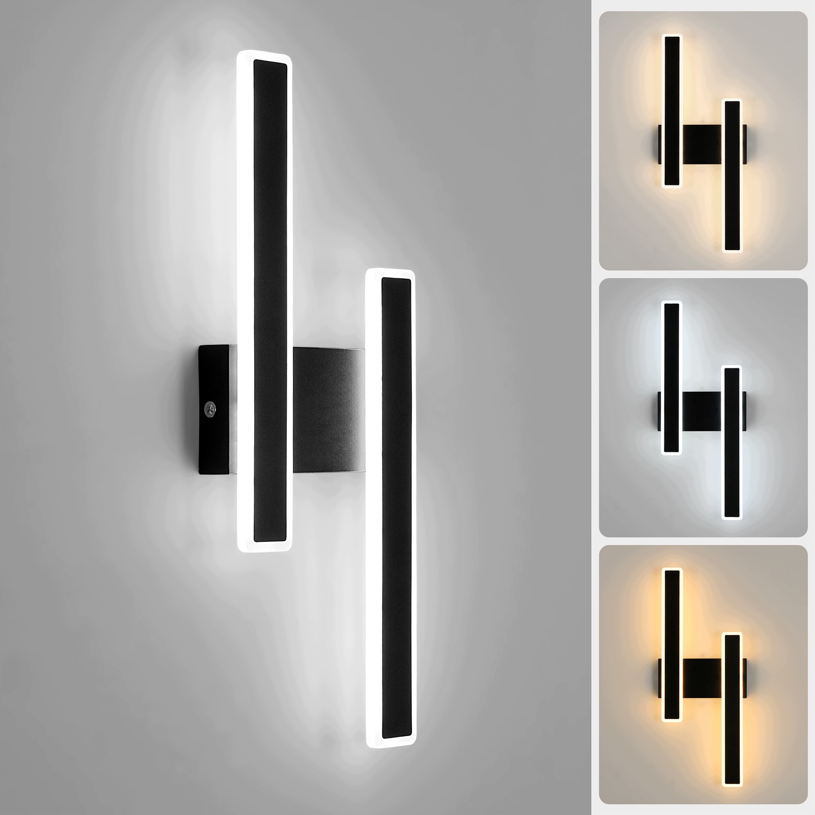 Led Nástěnné Svítidlo Černé Moderní Do Ložnice 3000K/4500K/6500K 32W