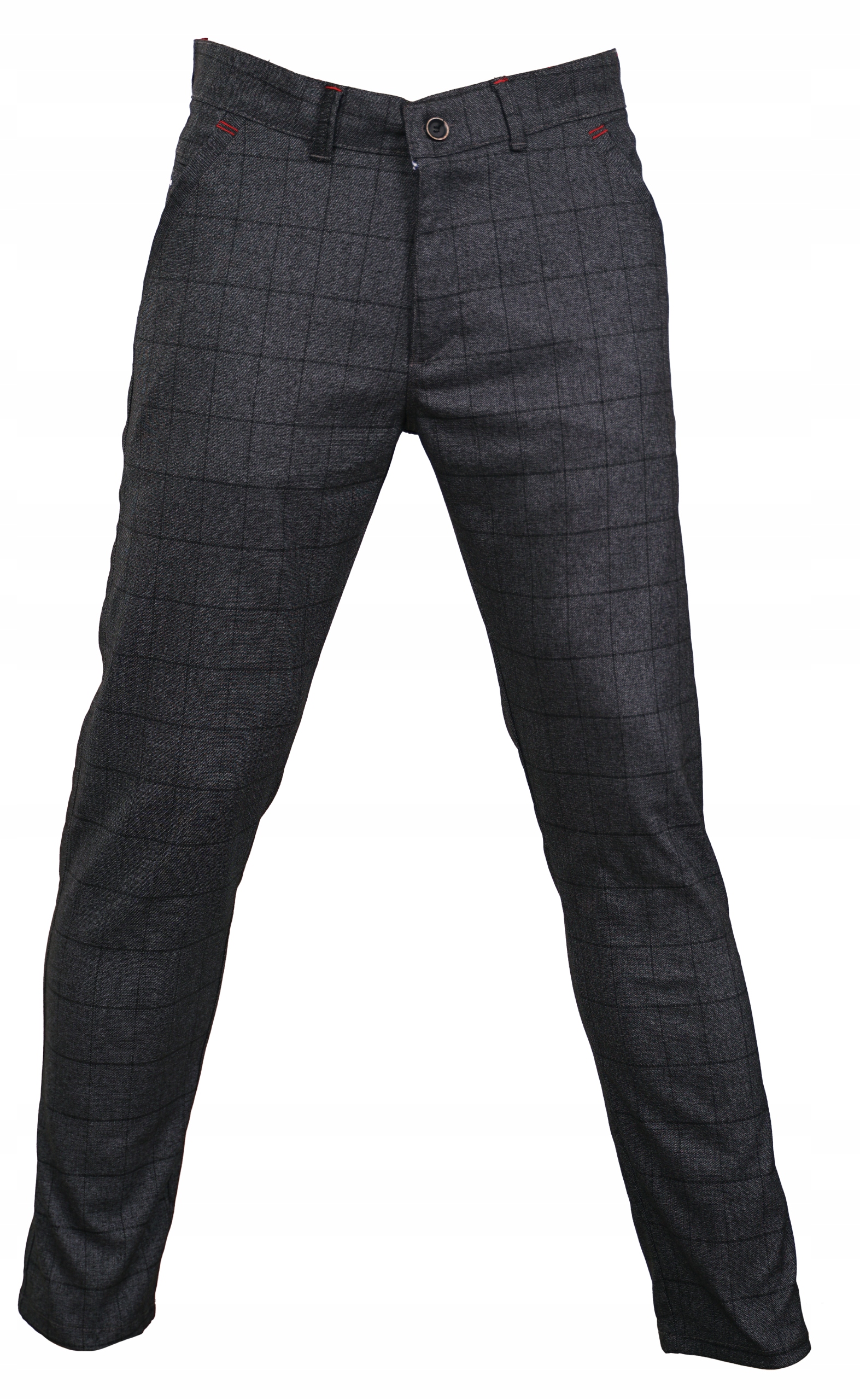 SPODNIE MĘSKIE WIZYTOWE SZARE W KRATĘ ELEGANCKIE CHINOSY W35 L30 94-96 Rozmiar 35/30