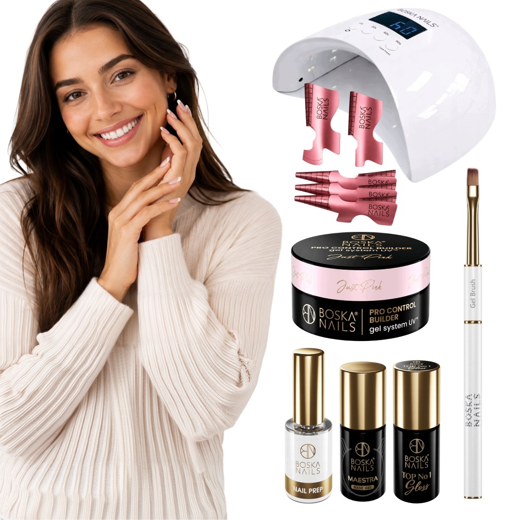 Zestaw Startowy Do Manicure Hybrydowego Paznokci Lampa Top Żel Boska Nails