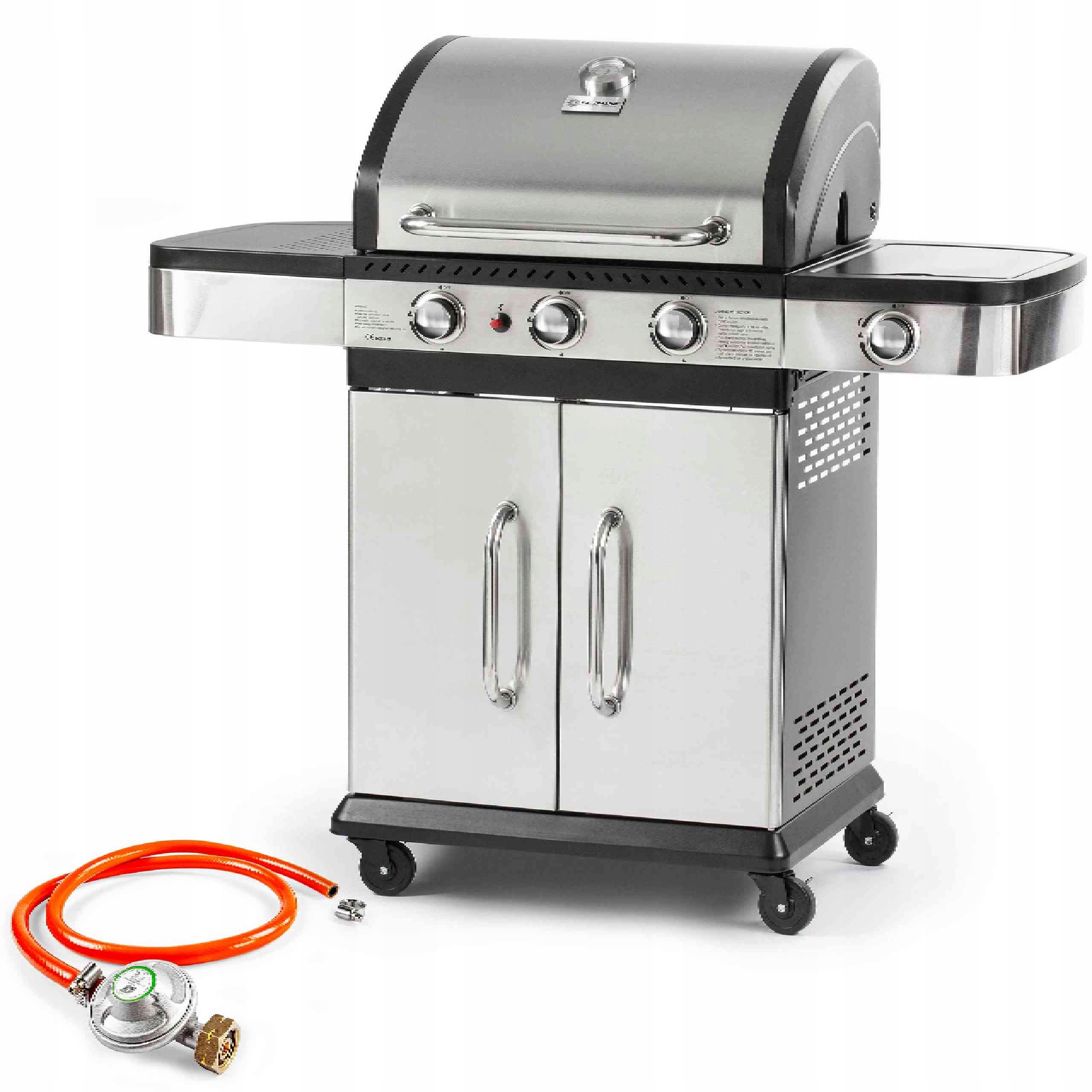Grill Gazowy Ogrodowy Ruszt Kuta Stal Nierdzewny Fieldmann FZG3011 3+1 86cm