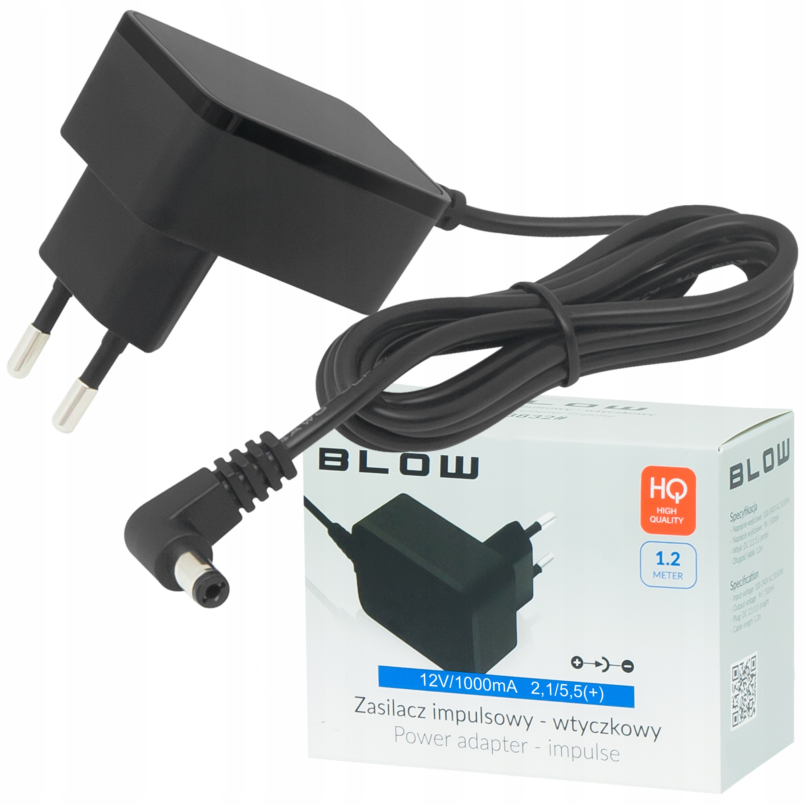 ZASILACZ IMPULSOWY WTYCZKOWY 12V 1A 5.5 WTYK KĄTOWY DO MONITORINGU LED