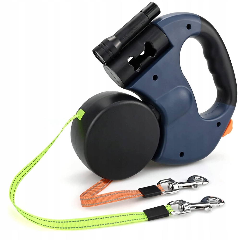 Levně Vodítko Automatová Elastická Páska Pro Dva Psy 10 Kg