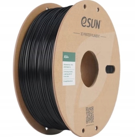Esun Asa+ Filament 1.75mm, Do Szybkich Drukarek 3D Szpula 1kg czarny