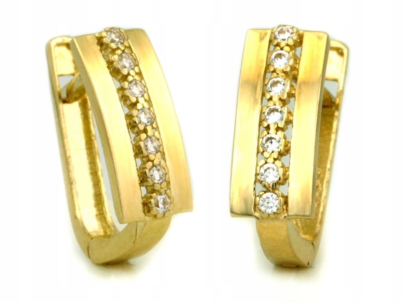 Klasické náušnice zlaté 585 s anglickým zapínáním a zdobenými zirkony