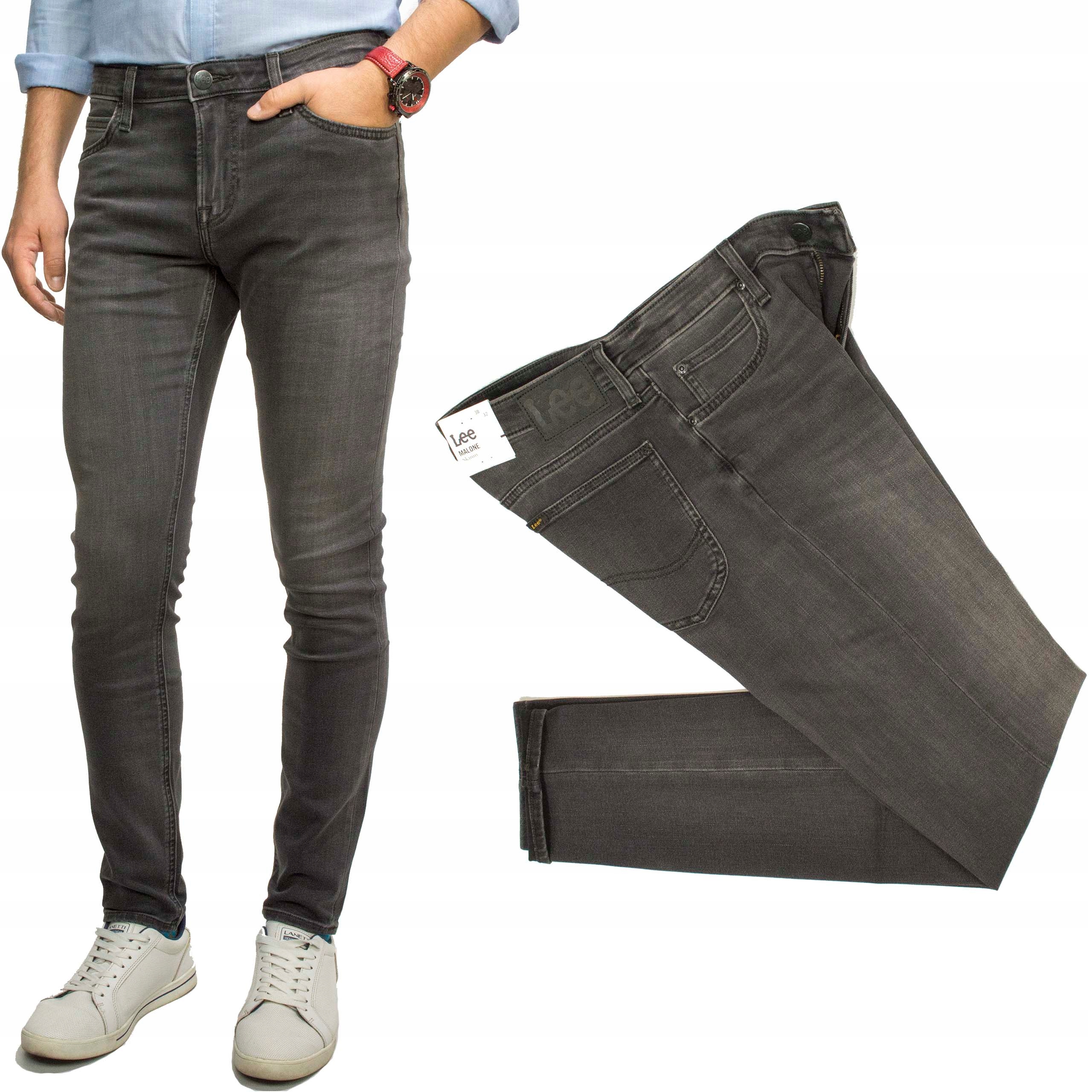 Lee Malone Washed Black skinny pánské džínové kalhoty s trubičkami W30 L32