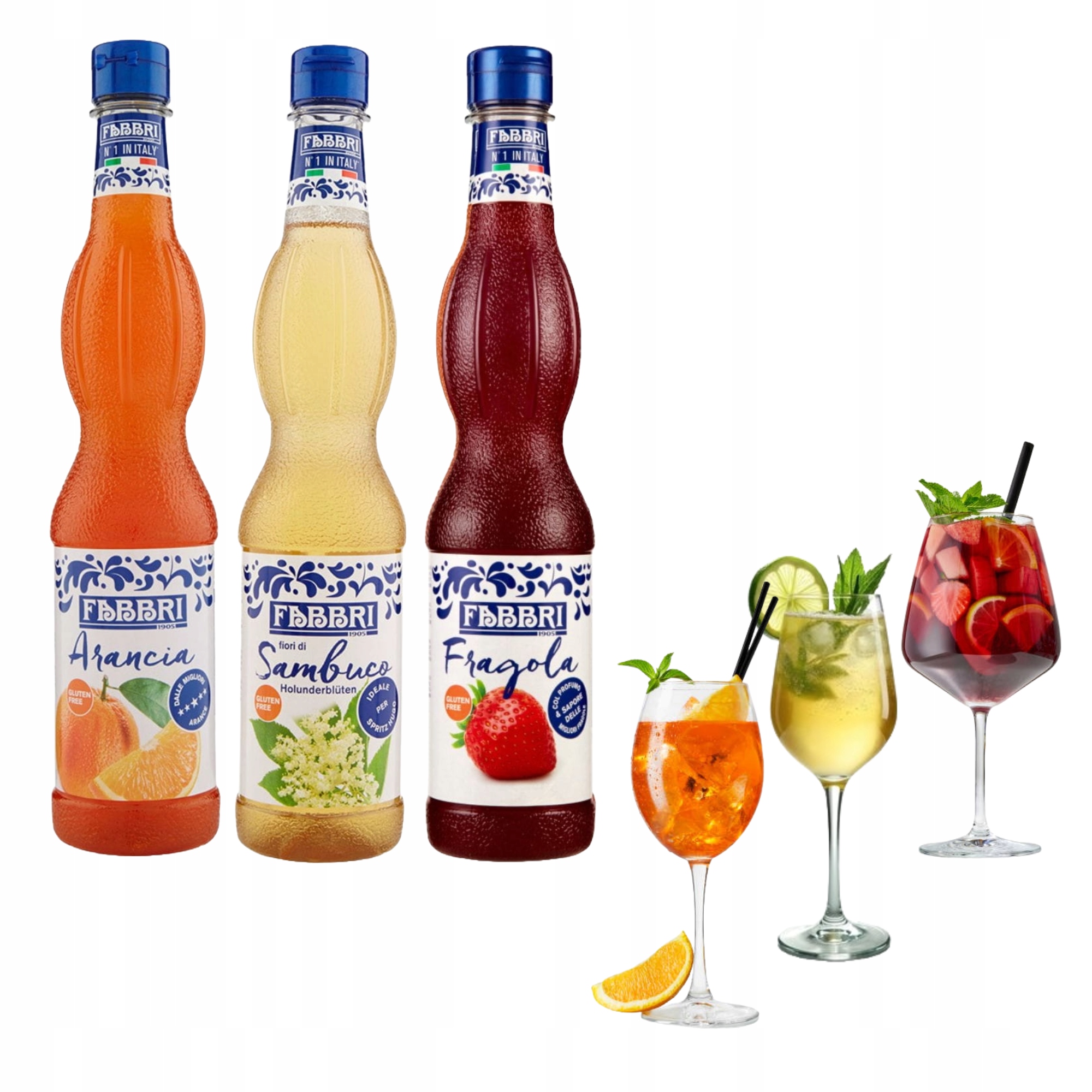 Syrop do drinków Pomarańcza Truskawka Kwiat Czarnego Bzu Fabbri 560ml