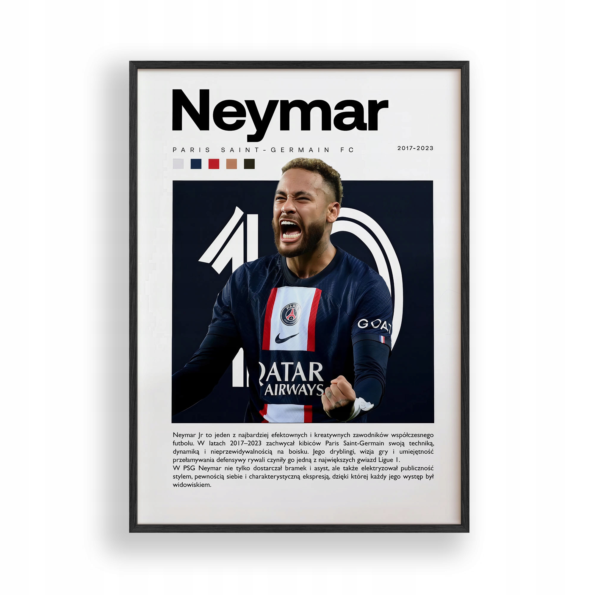 Plakat Neymar Psg Obraz Ramka Drewniana Czarna 30x40 cm