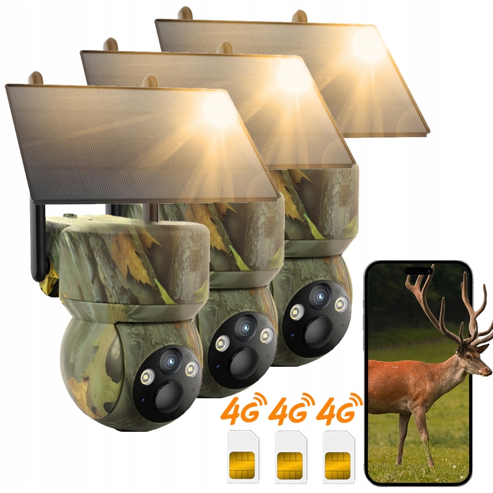 4G/LTE Trailová Kamera Pro Lesní Lov S 2K Sim Kartou, Solární Kamera 360°