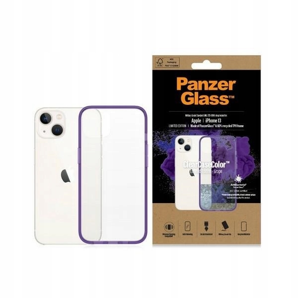 Etui do iPhone 13 14 15 PanzerGlass, antybakteryjne Grape