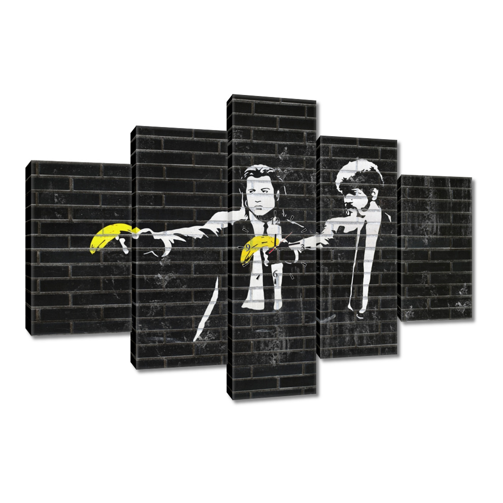 Nástenné hodiny 150x105 Banksy Banana Fiction