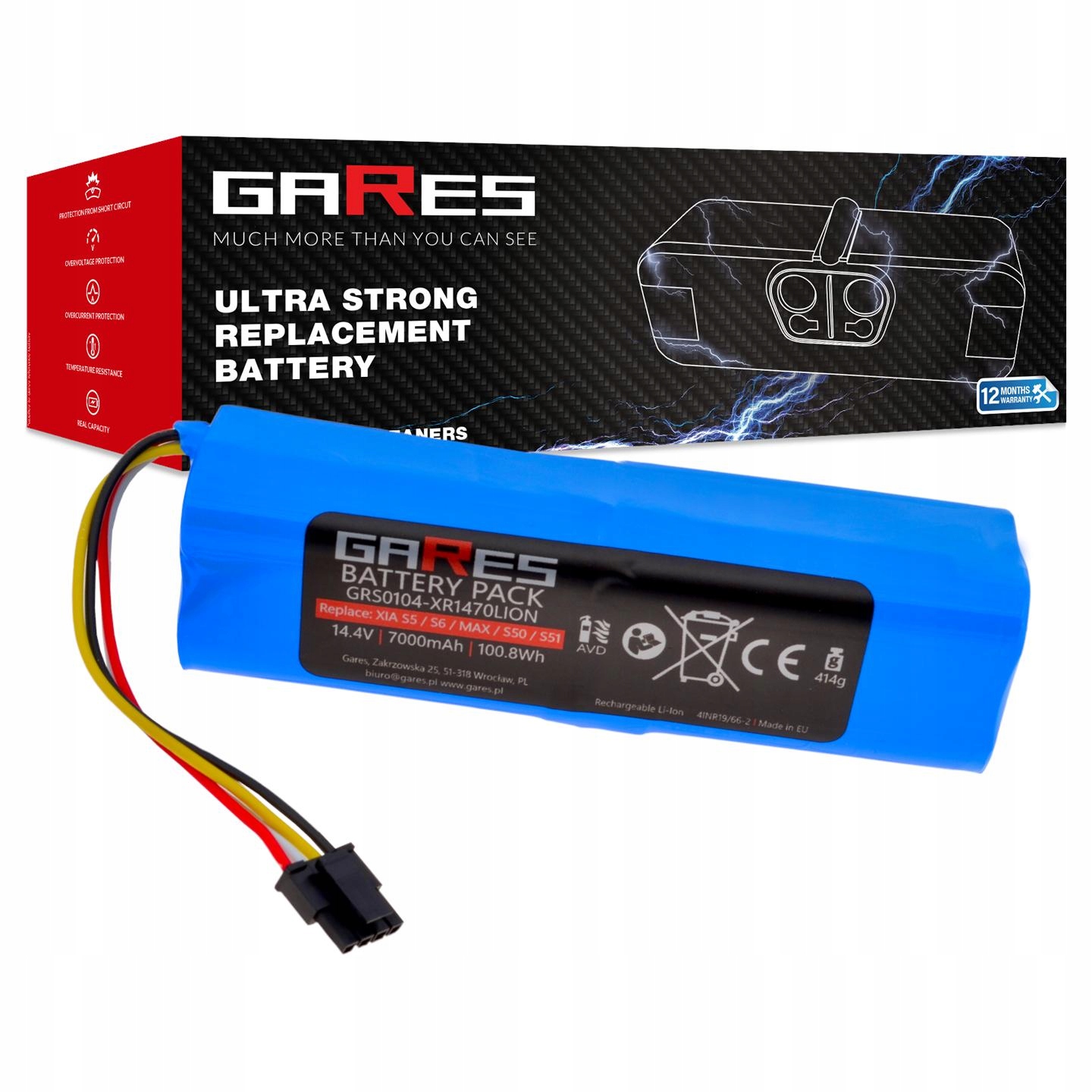 Akumulátor Gares pro Xiaomi Roborock BRR-2P4S-5200S BRR-2P4S-5200D 7,0Ah