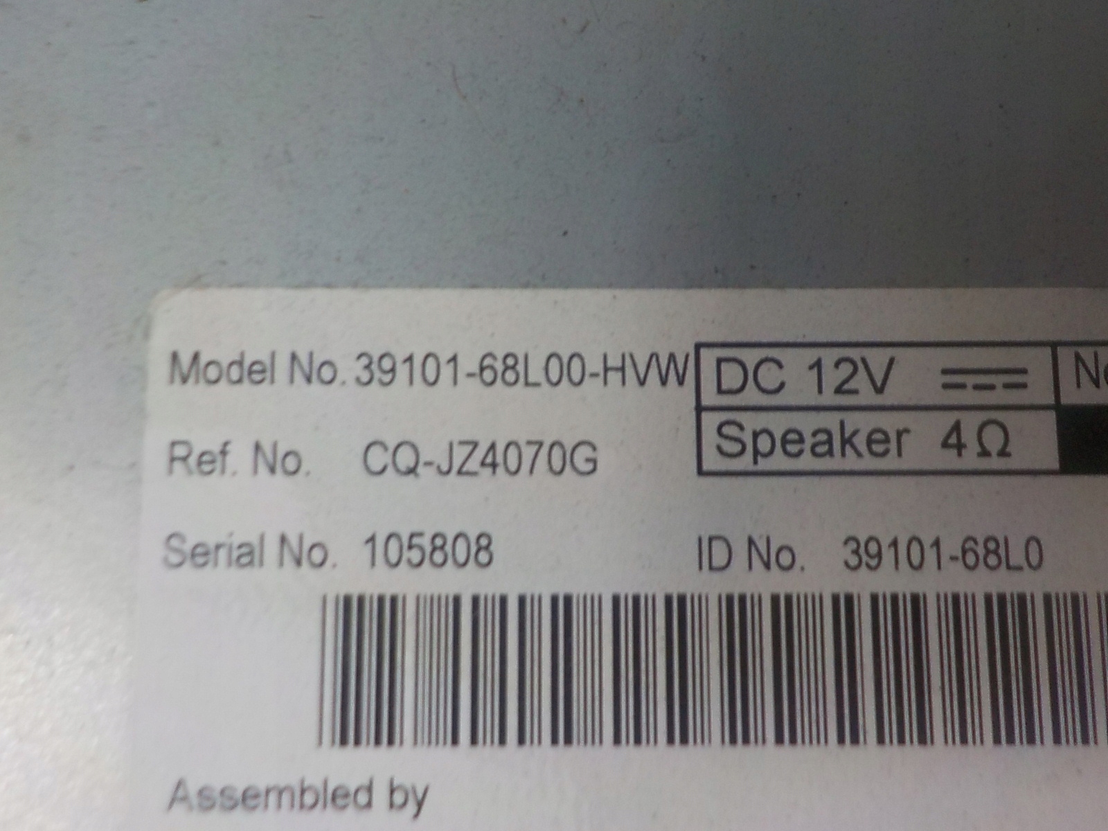 SUZUKI SWIFT V RADIO 39101-68L00-HVW