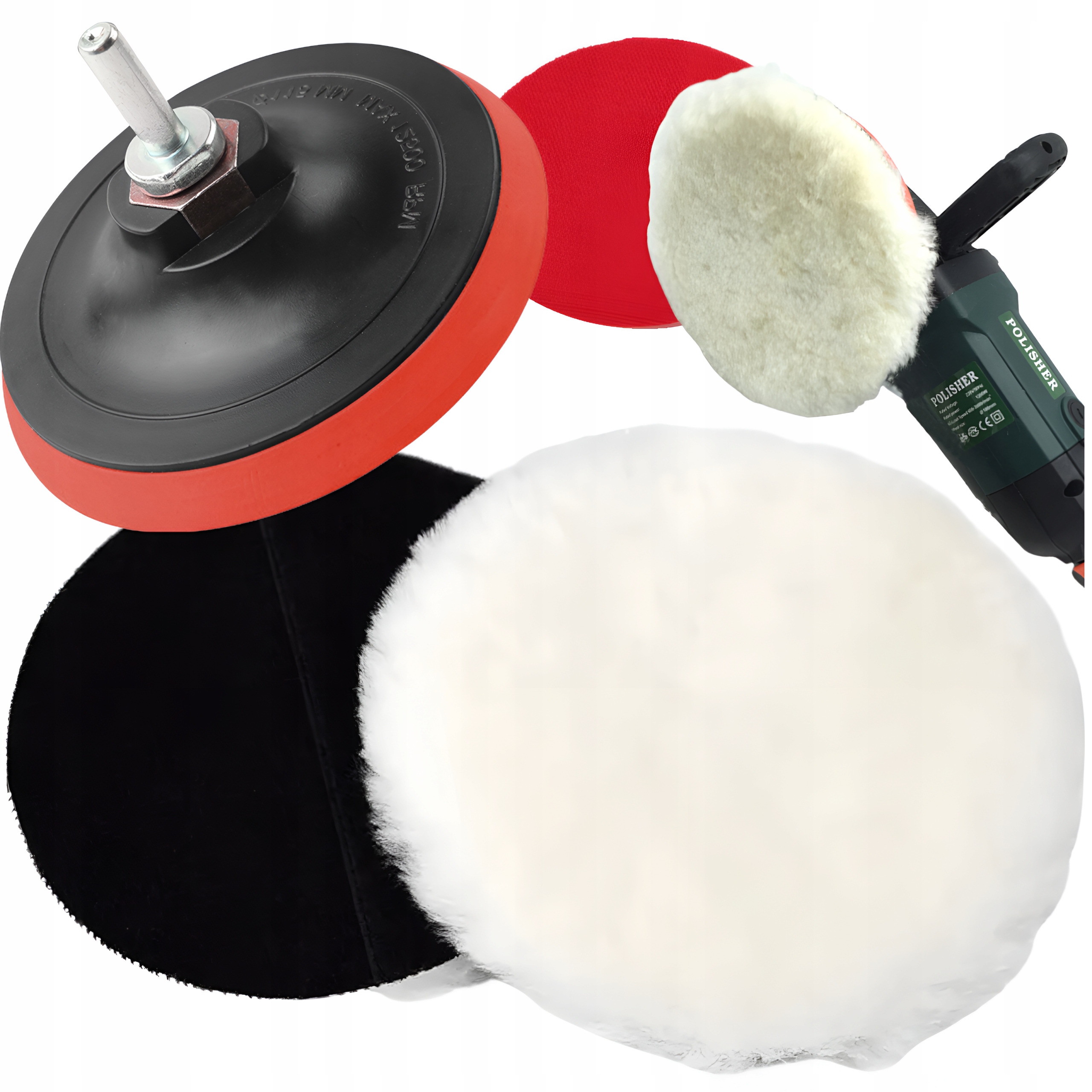 Zestaw Futro Futerko Polerskie Pad Dysk Z Rzepem 125MM Adapter M14