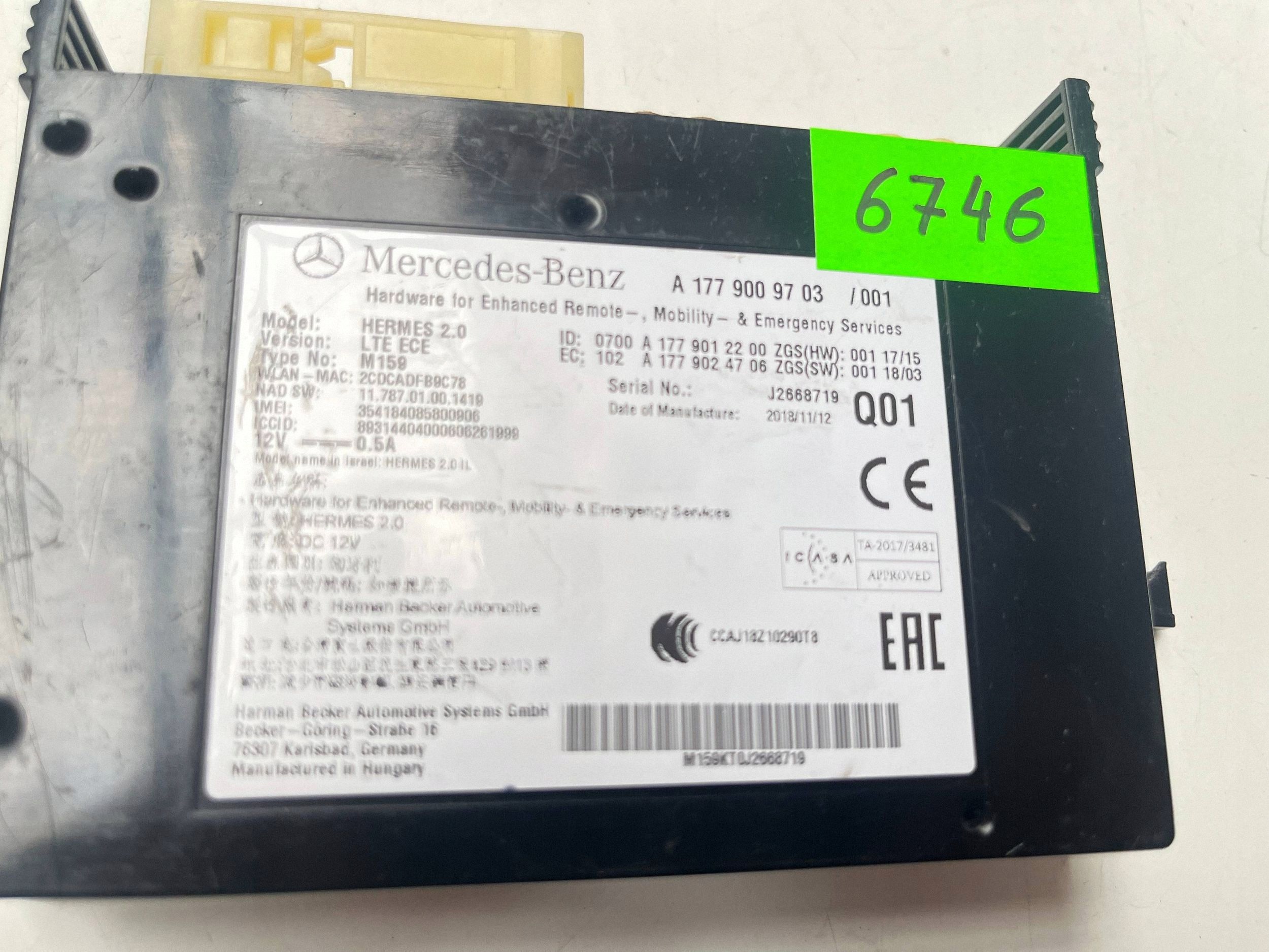 control unit KOMUNIKACJI MERCEDES-BENZ A W177 A1779009703