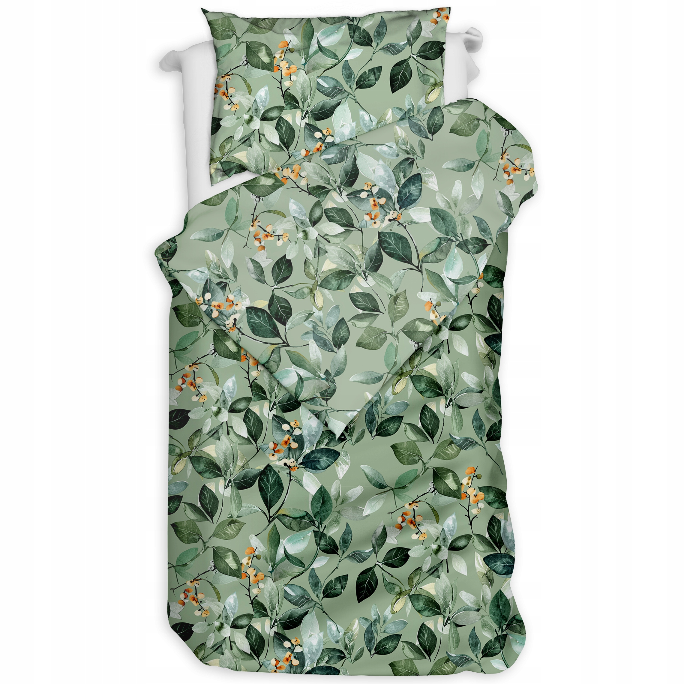 Pościel Flanelowa 140x200 1x70/80 Uszyta w Polsce Florystyka w zieleni