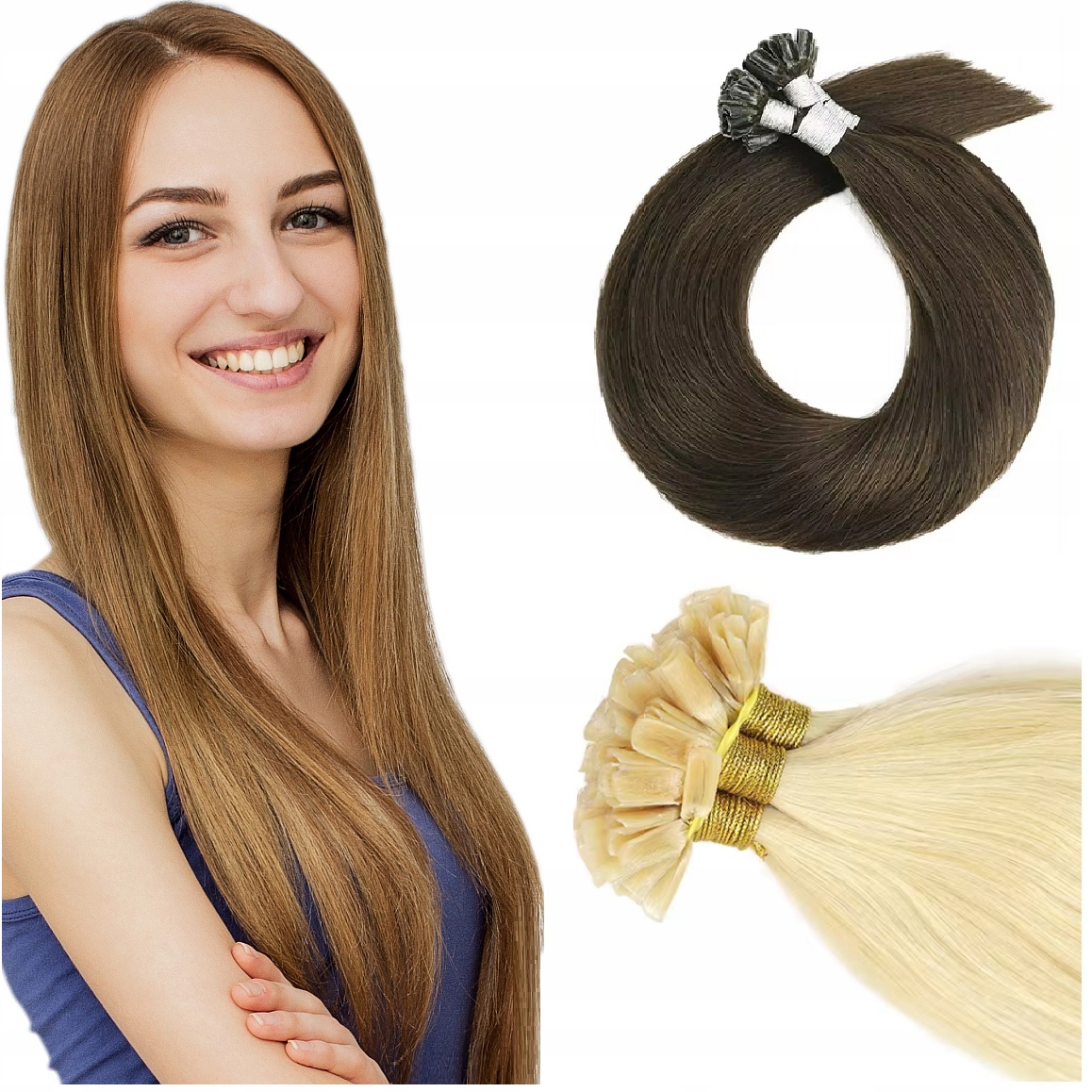 Premium Vlasy Na Keratin Pramínek 1 G Přírodní 50 CM přírodní blond 12