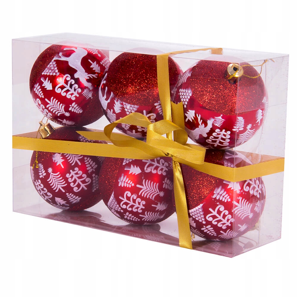 

Zawieszki choinkowe czerwone bombki ze wzorkiem