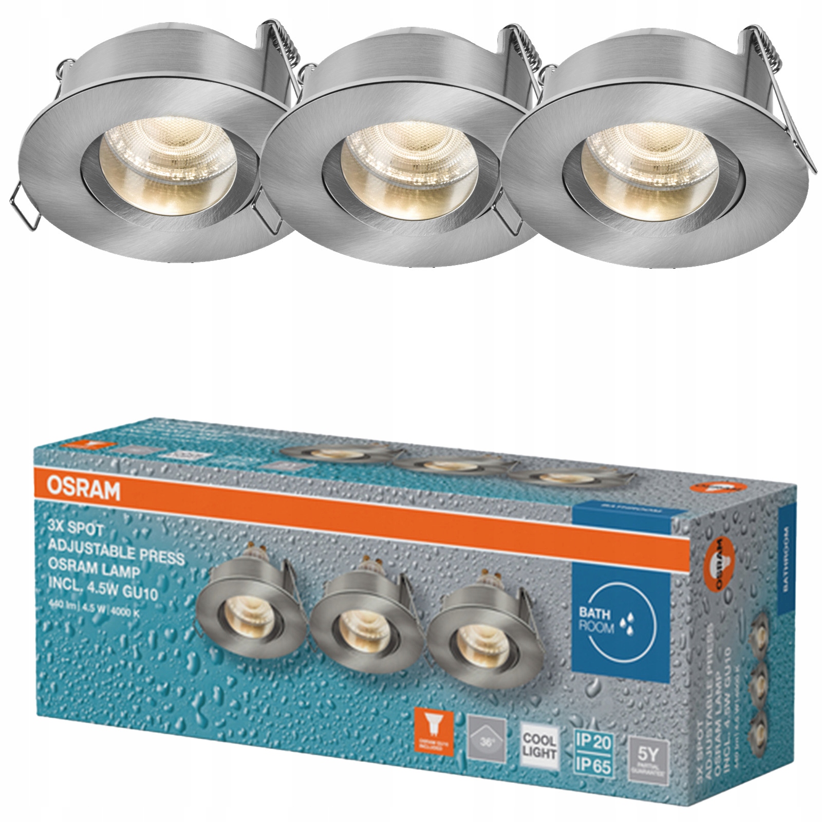 3x Stropné očká Led Hermetické stropné svietidlo IP65 Podbitka 4.5W 4000K