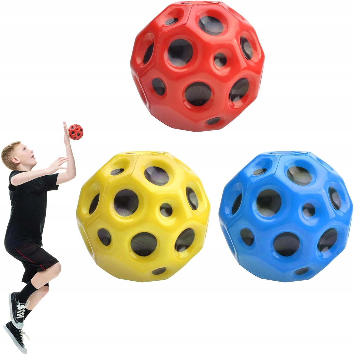 PIŁKA JUMP MOON BALL WYSOKO ODBIJAJĄCA SIĘ ZESTAW PIŁEK 3 SZT