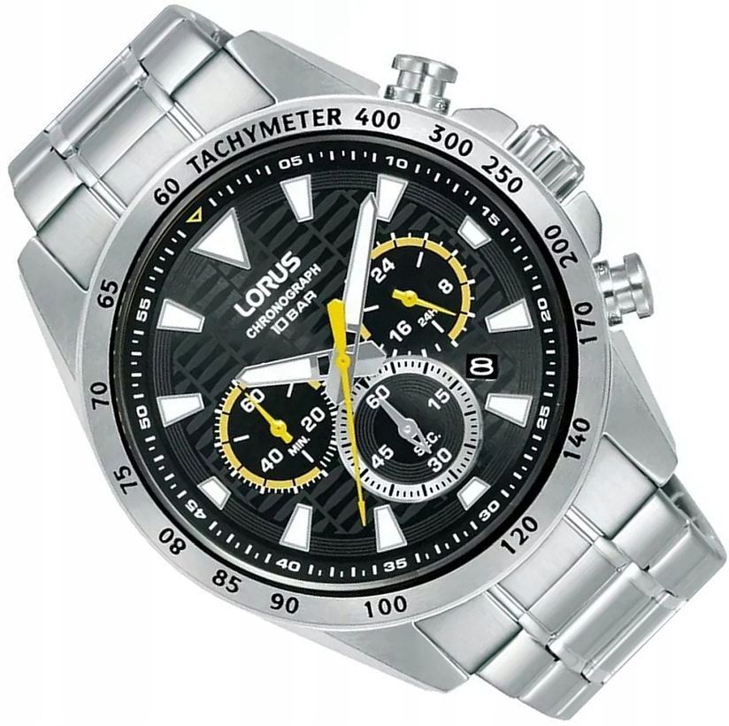 Hodinky Lorus RT351KX9 Modní Pánské Černé Chrono S Datumem Vodotěsné 43,5 mm