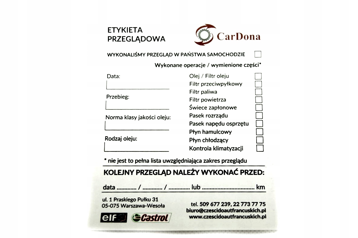 

Zawieszka Wymiany Oleju Olej Serwisowa Renault