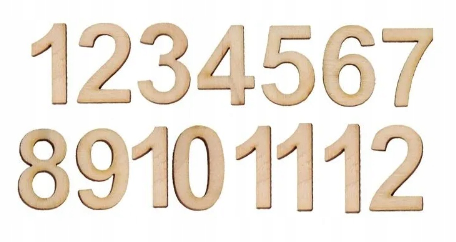 Číslice číslice z překližky Dřevěné Do Hodin 30cm 15ks 1-12 Čísla Abeceda