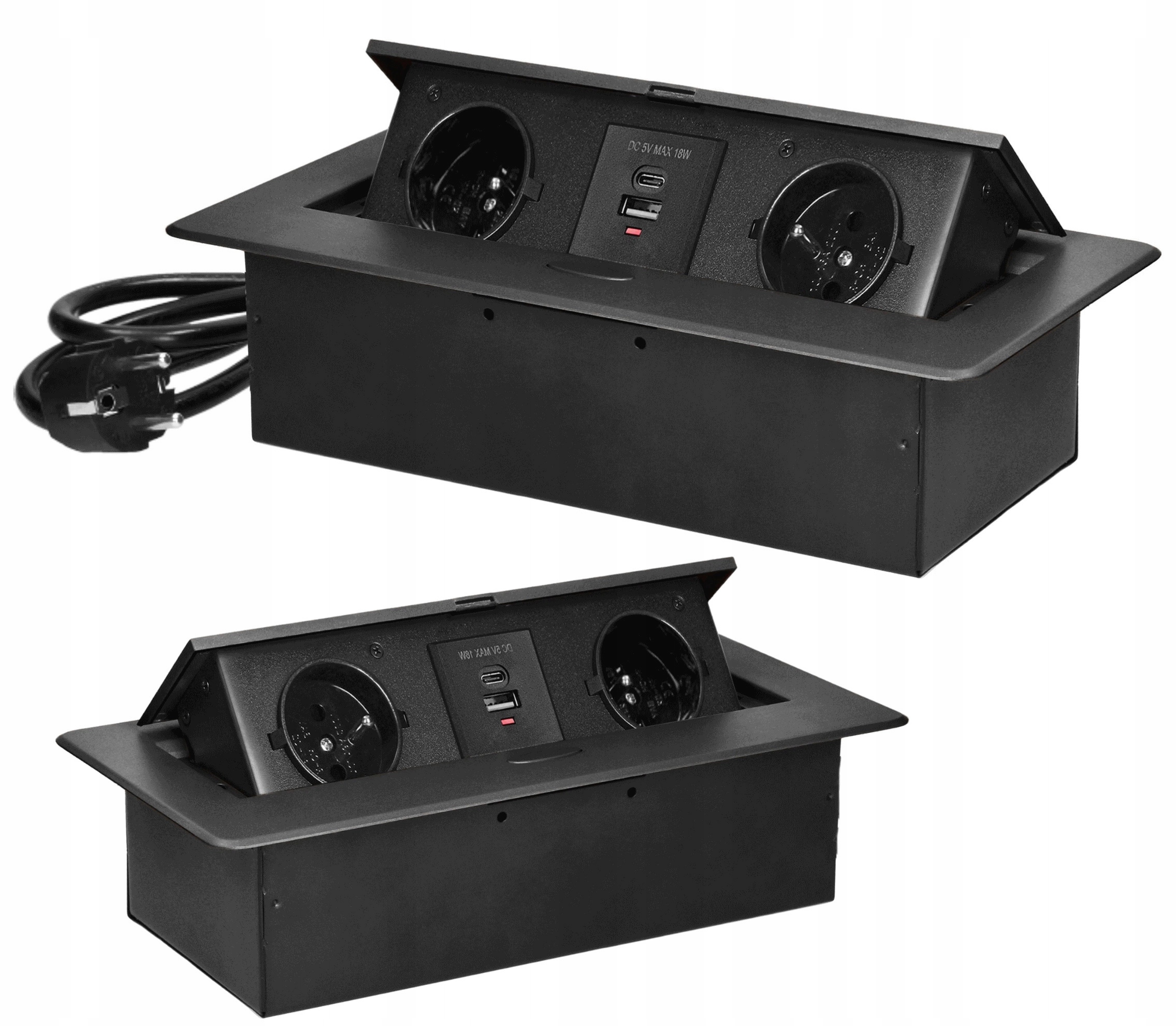 Výklopný blok zapuštěný Orno OR-GM-9035/GR, 2x 230V, 2x Usb (a+c type; 3.6A