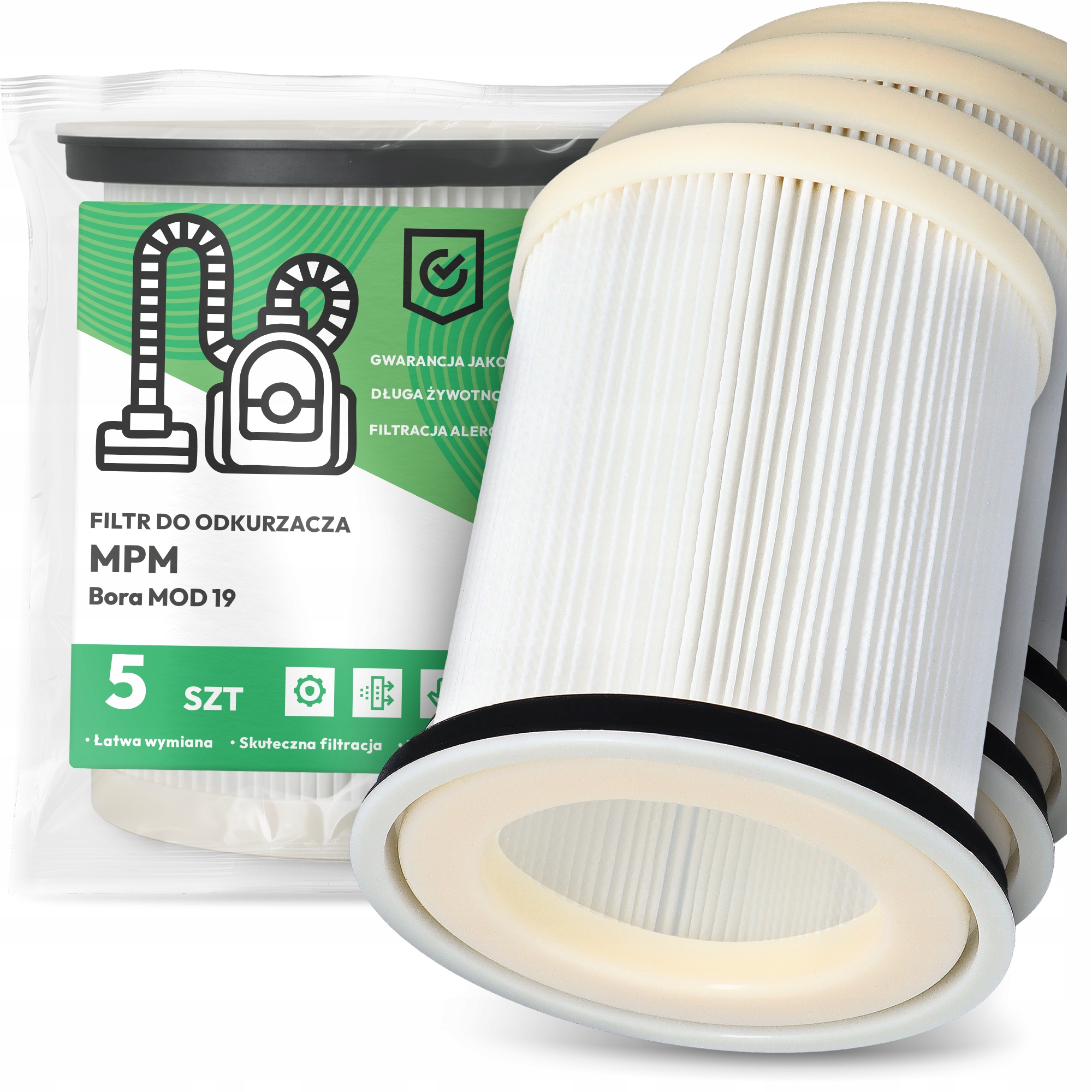5 x Vzduchový Filtr pro vysavač Mpm Bora Mod 19 Hepa Omyvatelný Em-w