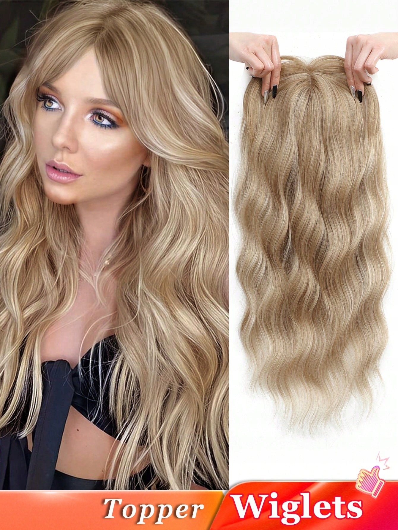 Shein Blond peruka falowane włosy