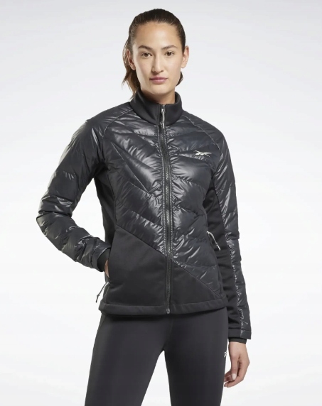 Reebok Czarna Kurtka Damska Na Zamek Z Logo XL 0A6B1 Tła