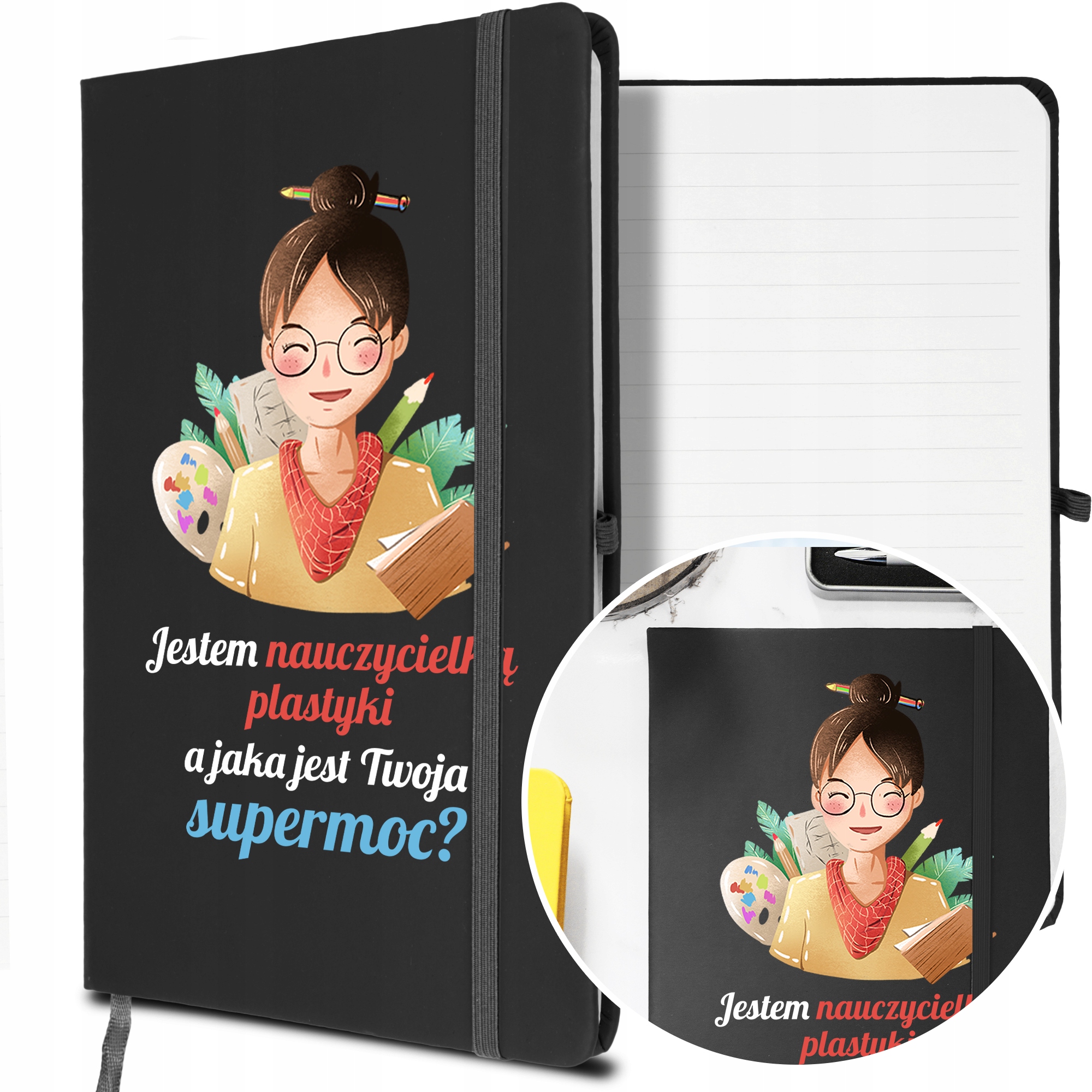 

Notes A5 z Gumką dla Nauczycielki Plastyki