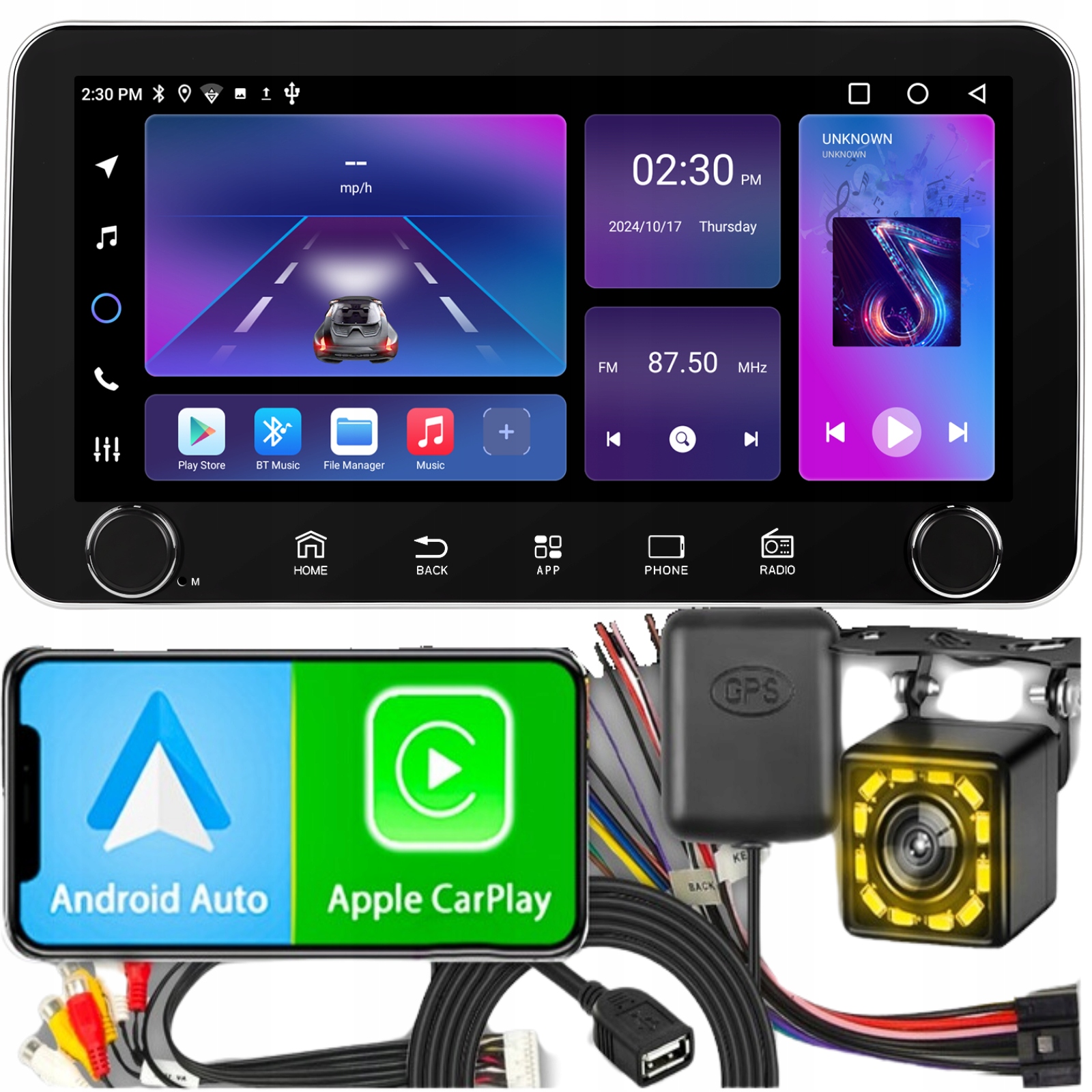 Autorádio 2 Din Android CarPlay WiFi Gps Mapy Fm Dotykové 10.36"