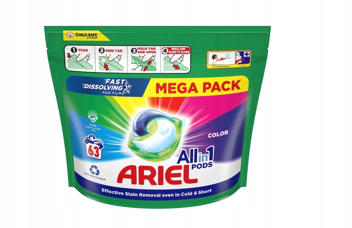 Levně Ariel All in 1 Pods Color Kapsle na praní 63 ks