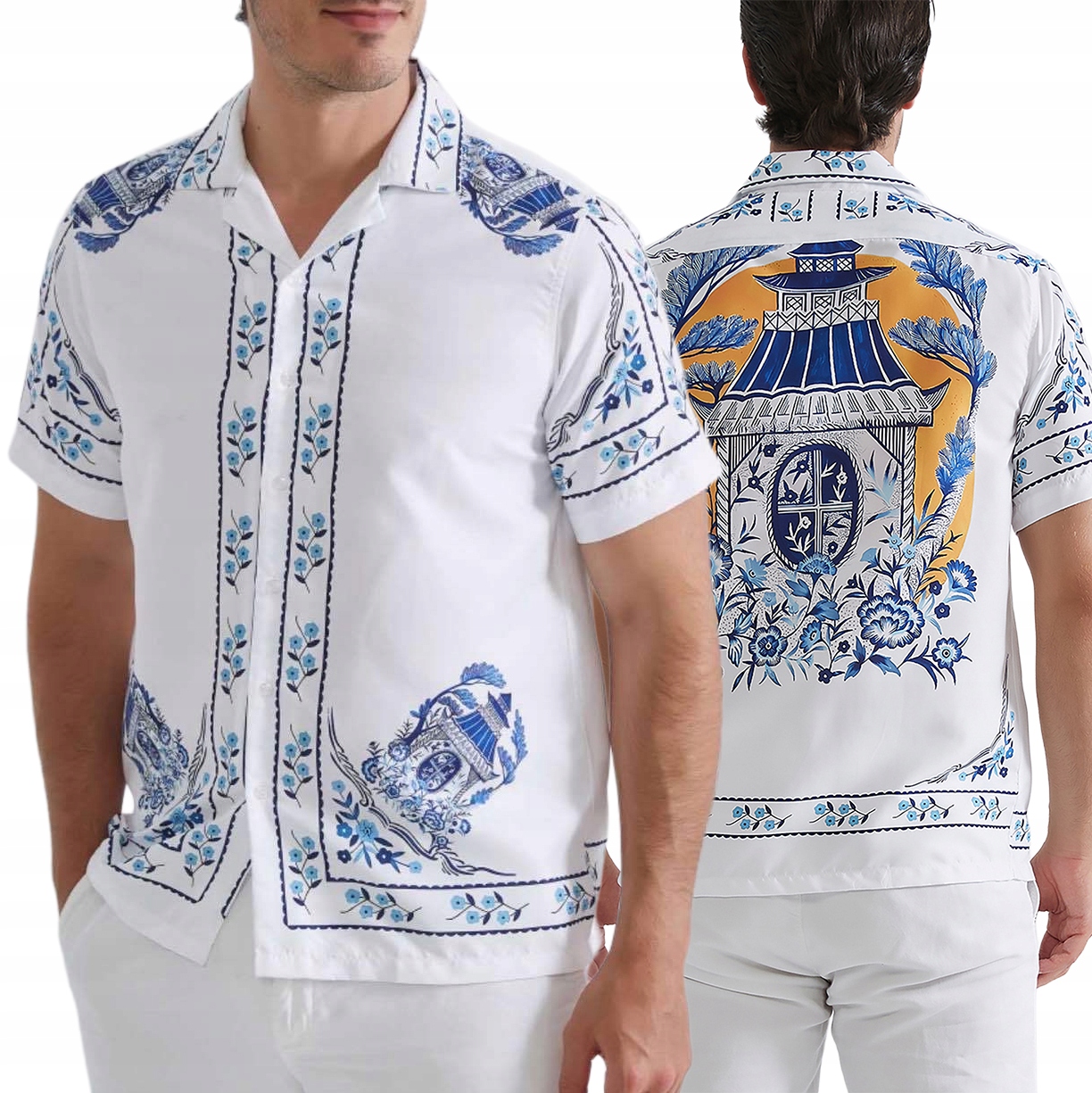 Pánská košile s potiskem a kubánským límečkem