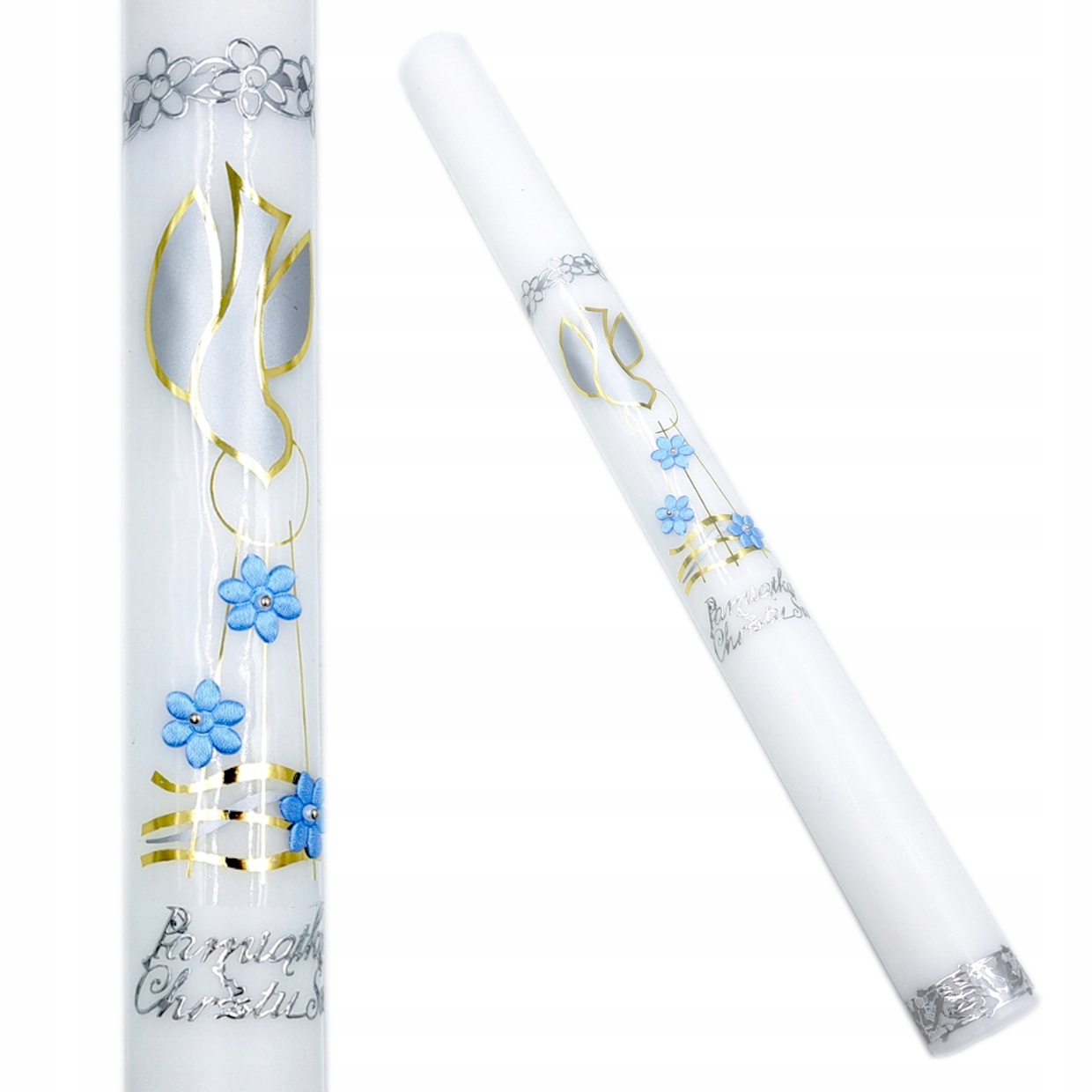 

Świeca Do Chrztu Chłopca srebrno-niebieska Chrzest