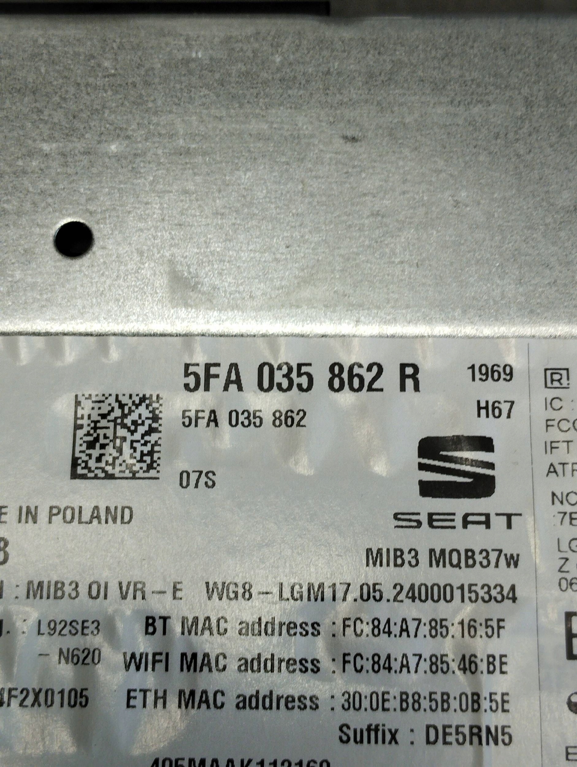 Seat Leon IV 2024 player navigation devices 5FA035862R