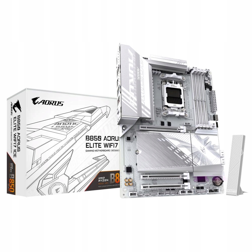 Gigabyte Mb Sc AM5 B850 A Elite WF7 Ice, Amd B850, 4xDDR5, 1xDP, WiFi…