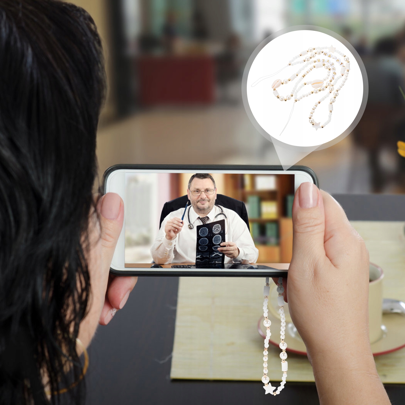 Koraliki Shell Phone Chain 2 szt Producent inny