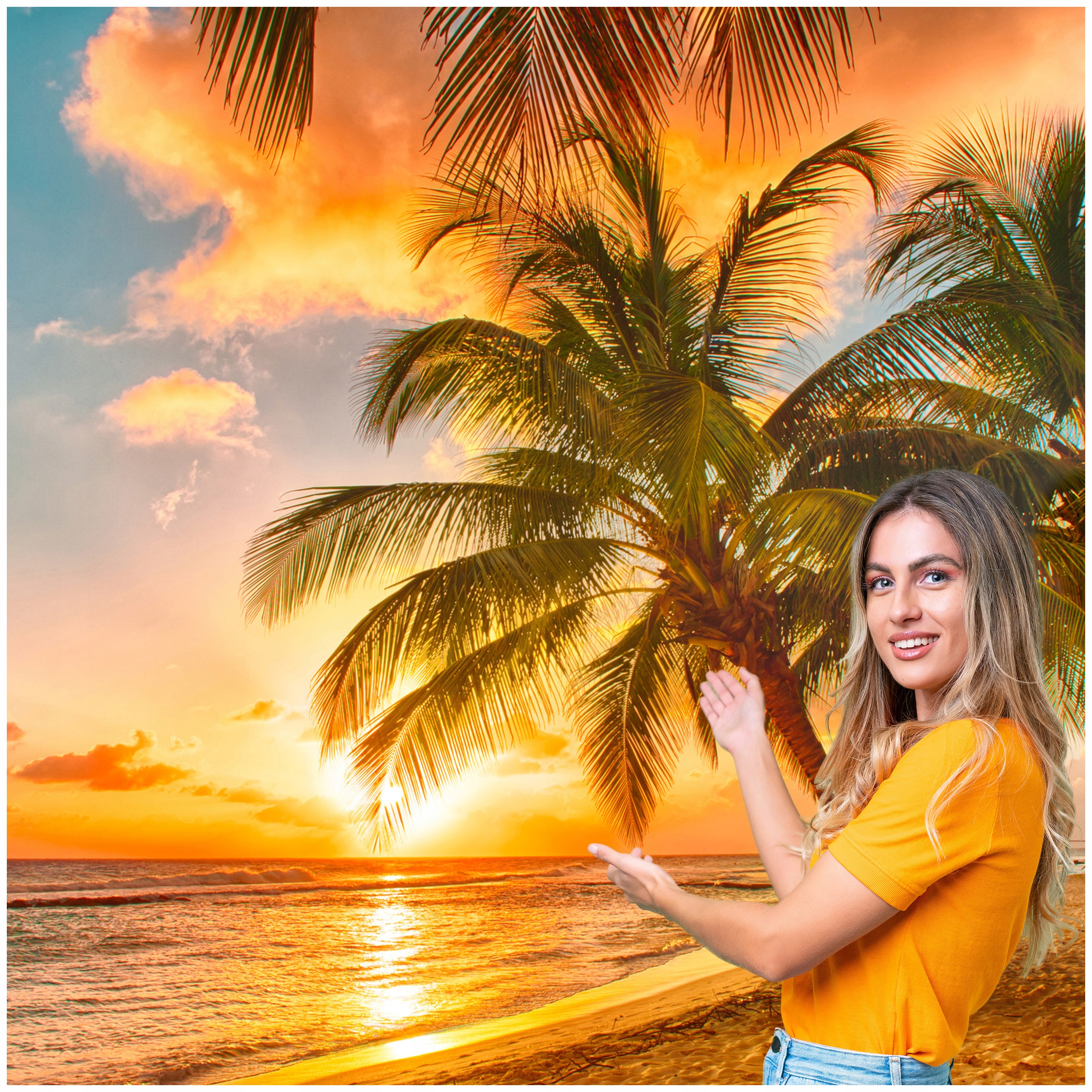 Fototapeta Obývací Pokoj Ložnice Pláž Moře Slunce Palmy 588x260 PMSP01F