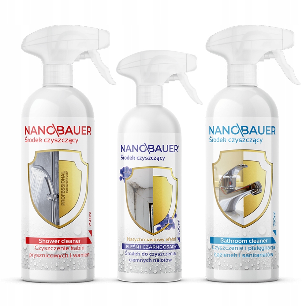 Levně Čistič kabiny 750ml, koupelny 750ml, odstranění plísní 500ml Nanobauer