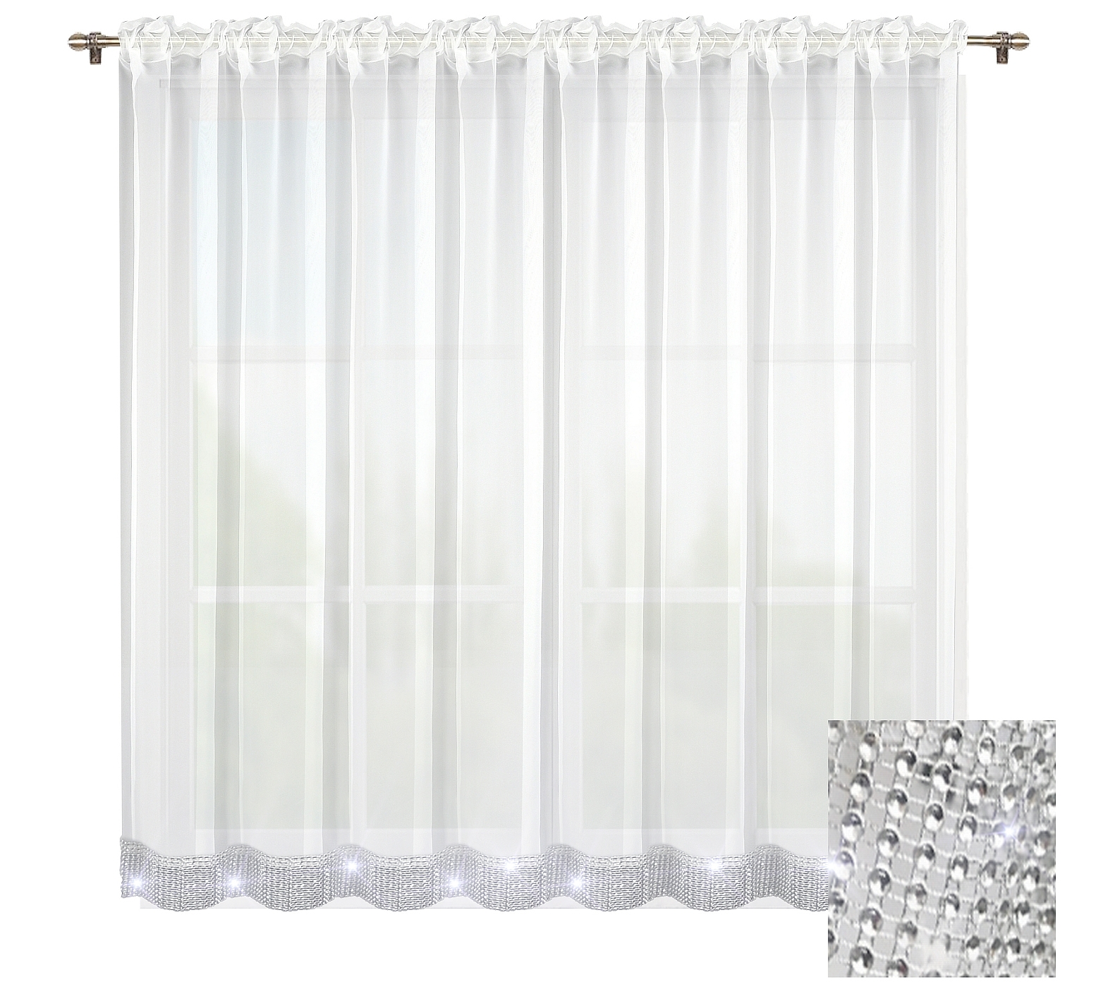Záclony Hotová Záclona Voál Zirkony Diamanty 600